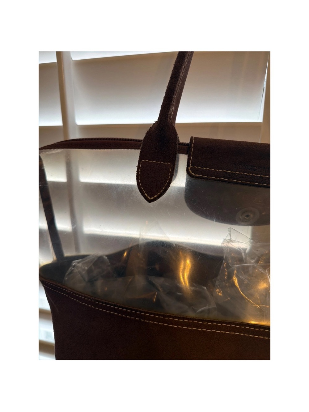 Longchamp Brown Tote with Clear Panel - Picture 9 of 13